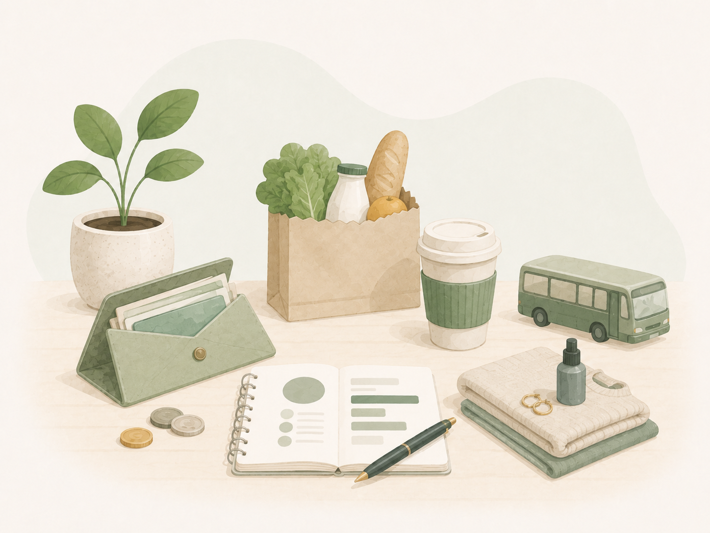 Illustration af studerende med budget